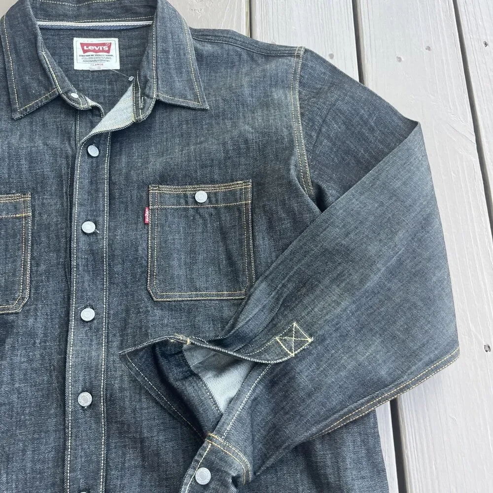 LEVI’s Men’s Jackson Worker Overshirt-jacket Black Cotton Hemp Rinse Size XL - Picture 5 of 15